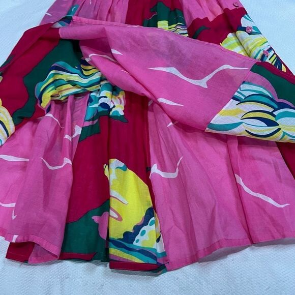 Vintage Valditevere Made In Italy Hot Pink Tropical Floral Print 100% Cotton Ski - Picture 6 of 7